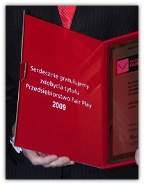 Certyfikat Przedsiębiorstwo Fair Play 2009